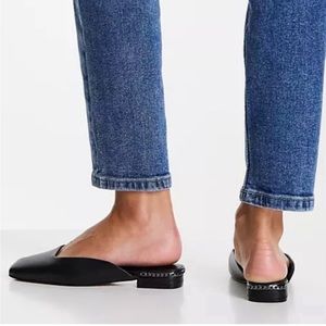 ALDO  PRIDIAFLEX Black Backless Square Toe mules. Slides size 8